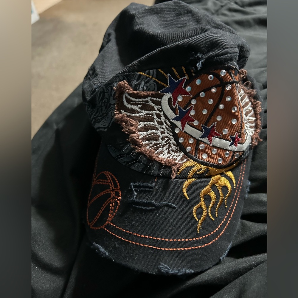 Last Chance Donating next week. Basketball distressed sequin hat. Worn once